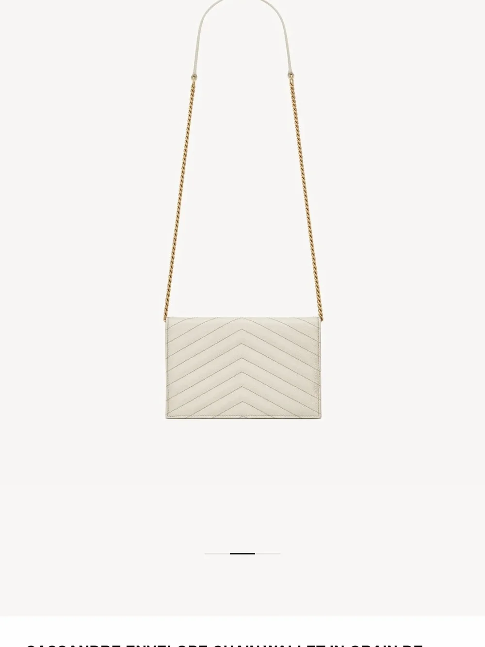 YSL CASSANDRE ENVELOPE CHAIN WALLET IN GRAIN DE POUDRE LEATHER WHITE